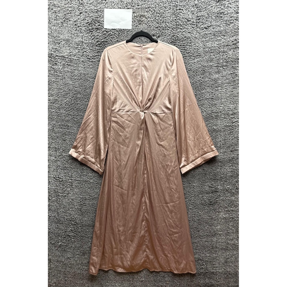Veiled New York Pink Jasmine Satin Long Sleeve Maxi Dress Womens Size M / 54